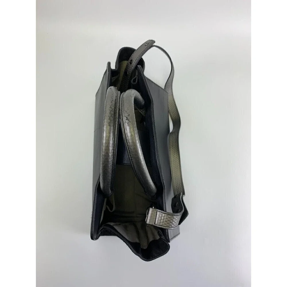 BOGO Zac Posen Satchel Purse Black Leather Fur Stripes Tote Crossbody Strap Snap - Picture 6 of 16